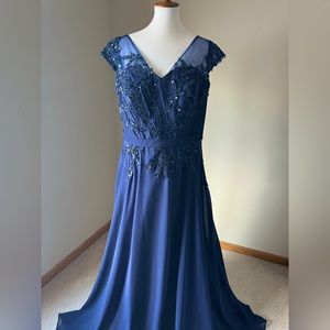 Size 16 Navy Blue floor length formal gown